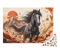 Cavallo Montagna Sole 1000pcs Mini Puzzle per Famiglia Difficile | 38 x 26 cm Cartone Decorazione Soggiorno Struttura Durevole Regalo Compleanno Sollievo Ansia