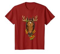 Cavallo Natale Corna di Renna Natale Bambini Ragazzi Ragazze Maglietta, Bambini, Mirtillo Rosso, 8 Anni