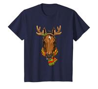 Cavallo Natale Corna di Renna Natale Bambini Ragazzi Ragazze Maglietta, Bambini, Navy, 3 Anni