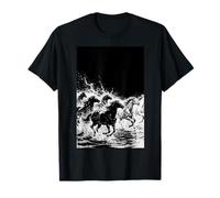 Cavallo Nero Elegante Silhouette di Cavalli al Galoppo Maglietta