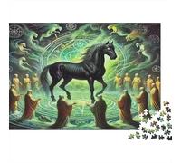 Cavallo Nero Mistico Puzzle 1000 Pezzi per Adulti Rito Magico Gioco di Puzzle 1000 Pezzi Carta Relax Concentrazione Famiglia Regalo Casa 70x50cm/1000pcs