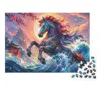 Cavallo, onda, montagna, 1000 pezzi, mini puzzle per adulti | 70 x 50 cm, decorazione per ufficio, perfetta vestibilità, regalo per amici, antistress