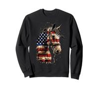 Cavallo Patriottico Equestre Bandiera Americana USA Western Cowboy Felpa