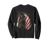 Cavallo Patriottico Equestre Bandiera Americana USA Western Cowboy Felpa