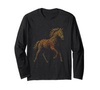 Cavallo Pointillism Art Animal Colorful DOT Style Opera d'Arte Maglia a Manica