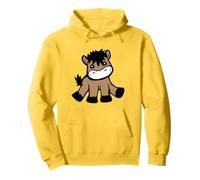 Cavallo Pony Carino Seduto Disegno Equitazione Cartoon Piccolo Animale Felpa con Cappuccio