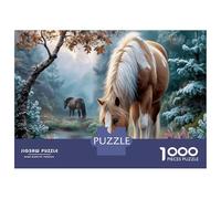 Cavallo Puzzle 1000 Pezzi Cartone Spesso Miglioramento Memoria Misty Ruscello nella foresta Anziani Tempo Libero, Legame Familiare, Regalo Natale 52x38cm/1000pcs
