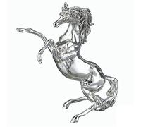 Cavallo Rampante in Resina Argentata Statua Scultura Soprammobile Unico, Idea Regalo, centrotavola - Scatola Regalo Inclusa, Made in Italy (9x4x10,5 cm)