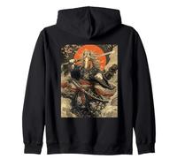 Cavallo Samurai Giapponese Kanagawa Wave Cavalli Divertenti Felpa con Cappuccio