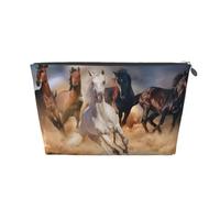 Cavallo selvaggio che corre contro la tempesta di sabbia, Borsa da toilette Borsa per trucco Borsa per cosmetici Borsa da toilette da viaggio portatile
