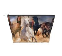 Cavallo selvaggio che corre contro la tempesta di sabbia, Borsa da toilette Borsa per trucco Borsa per cosmetici Borsa da toilette da viaggio portatile
