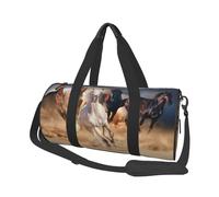 Cavallo selvaggio che corre contro la tempesta di sabbia, Borsone da viaggio di grande capacità Borsa rotonda Borsa da viaggio sportiva Borsa da viaggio Borsa da fitness