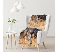 Cavallo selvaggio che corre contro la tempesta di sabbia,Coperta morbida, calda, anti-pilling, in flanella, peluche, 76 x 102 cm