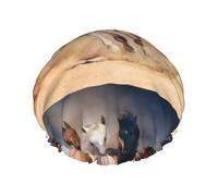 Cavallo selvaggio che corre contro la tempesta di sabbia,Cuffia da doccia, cuffia da notte, doppio strato, impermeabile, elastica, riutilizzabile.