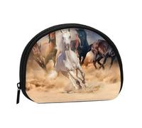 Cavallo selvaggio che corre contro la tempesta di sabbia, piccola borsa porta-assorbente per il trucco, portamonete per cosmetici da donna