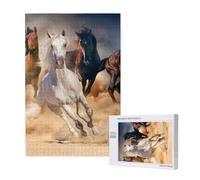 Cavallo selvaggio che corre contro la tempesta di sabbia,Puzzle in legno da 1000 pezzi per adulti e adolescenti