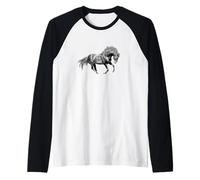 Cavallo Selvatico Divertente Realistico Cavallo Selvaggio Maglia con Maniche Raglan
