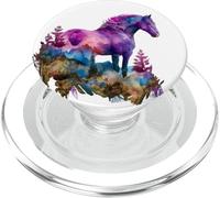Cavallo sulla montagna cosmica maestosa Ombre Cavallo Foresta Viola PopSockets PopGrip per MagSafe