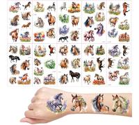 Cavallo Tatuaggi Temporanei per Bambini, 10 Foglie Acquerelli Cavallo Tatuaggio Giocattolo, Riempimento per Cartelle Scolastiche, Regalini per Feste di Compleanno per Ragazzo Ragazza