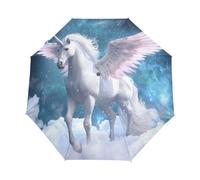 Cavallo Unicorno Spaziale Cartoon Ombrello Pieghevole Automatico Ombrelli Antivento Protezione UV da Viaggio per Bambini Ragazzi Ragazze