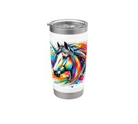 Cavallo variopinto amante del cavallo di arte cavallo cavallo proprietario cavallo Bicchiere termico in acciaio inox doppia parete
