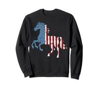 Cavallo Vintage Rosso Bianco e Blu Bandiera Americana Equitazione #25D12 Felpa