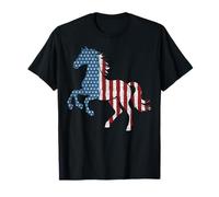 Cavallo Vintage Rosso Bianco e Blu Bandiera Americana Equitazione #25D12 Maglietta
