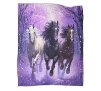 Cavallo viola Coperta Da Campeggio Esterna Stampata Calda,morbida E Traspirante Stile arte fantasy Copriletto Per Camera Da Letto Quattro Stagioni 40x50inch(100x130cm)