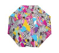 Cavallo Zebra Con Motivo Senza Cuciture Ombrello Pieghevole Automatico Ombrelli Antivento Protezione UV da Viaggio per Bambini Ragazzi Ragazze