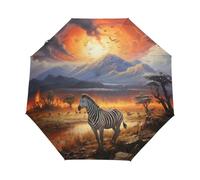 Cavallo Zebra Selvaggio Africano Ombrello Pieghevole Automatico Ombrelli Antivento Protezione UV da Viaggio per Bambini Ragazzi Ragazze