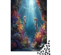 Cavalluccio marino con luce solare che splende sott'acqua Barriera corallina 38x26cm/1000pcs Puzzle Adatto Per Adulti E Folla Dai 14 Anni in Su