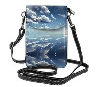 Cavalluccio marino corallo marino Questa borsa a tracolla leggera e unisex con patta libera le mani ed è adatta per viaggi, vacanze e uso quotidiano., Cielo blu e nuvole bianche, Taglia unica