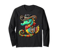 Cavalluccio marino Cowboy Cowgirl Colorato Seahorse Pesce Reef Maglia a Manica