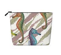 Cavalluccio marino Laminaria, Borsa per cosmetici in lino sintetico Borsa per trucco Borsa da viaggio portatile