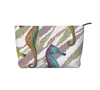 Cavalluccio marino Laminaria, Borsa per cosmetici in velluto a coste Borsa per il trucco Borsa da viaggio portatile