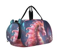 Cavalluccio Marino Luce Spaziale Borsa Sportiva da Nuoto e Palestra con Scomparto per Scarpe Borsa da Viaggio per Il Fine Settimana Borsone per Ragazzi
