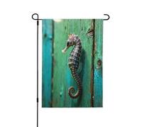 Cavalluccio marino Teal Board Pattern Double Sided Bandiera da giardino 30,5 x 45,7 cm Bandiera da cortile Bandiere per esterni per portico anteriore inaugurazione della casa decorazione per le