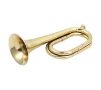 Cavalry Trumpet Brass, Gold Toy Bugle Instrument, Classic Militaries Style Horn for Band and Orchestra, Marching Parade Music Prop with Mouthpiece for Beginners, 12.01 Inches
