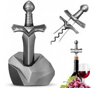 Cavatappi Ah So, Apribottiglie Spada Excalibur con Base, Cavatappi Vintage in Lega di Zinco per Vini Invecchiati & Tappi Fragili, Regalo Vino Uomo, Accessori Sommelier & Arredo Bar (Argento)