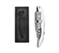 Cavatappi da cameriere professionale in acciaio inox e palissandro, per bottiglie di vino, apribottiglie 3 in 1, in acciaio inox robusto, manico in vero legno (intero acciaio)