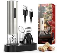 Cavatappi Elettrico, Set di Apribottiglie per Vino, Apribottiglie Automatico, Cavatappi per Vino con Tagliacapsule, Idea Regalo 6-in-1 per Apribottiglie per Vino, Cavo USB, Pompa a Vuoto e Versatoio