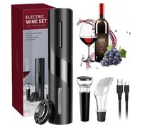 CAVATAPPI ELETTRICO VINO SET APRIBOTTIGLIE 5IN1 RICARICA USB TAGLIAPASTA TAPPO V