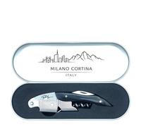 Cavatappi Personalizzato con Nome e Skyline Città - Apribottiglie Sommelier Professionale Inciso - Idea Regalo per Amanti del Vino con Scatola (Milano Cortina skyline)