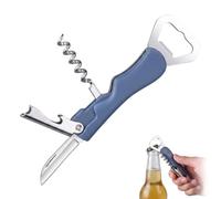 Cavatappi Professionale 4 in 1 con Taglia Capsule e Apribottiglie Birra, Cavatappi Vino in Acciaio Inox Ideale per Sommelier e Barman, Design Ergonomico per Tappi in Sughero e Silicone