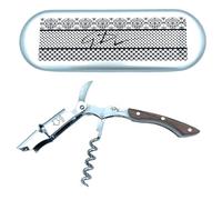 Cavatappi Professionale - Apribottiglie in Acciaio Inox con Manico in Legno Scuro e Scatola Rigida - Design Elegante e Compatto - Idea Regalo per Sommelier e Amanti del Vino