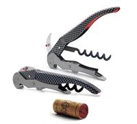 Cavatappi Professionale ClickCut Monza Pulltex, Effetto Carbonio, Doppia Leva Retrattile, per Tutti i Tipi di Tappi
