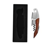 Cavatappi professionale in acciaio inox e palissandro, per bottiglie di vino, 3 in 1, in acciaio inox, robusto e robusto, manico in vero legno con tagliafiloni
