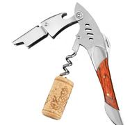 Cavatappi professionale per camerieri amici, apribottiglie a doppia cerniera con manico ergonomico in legno, tagliacapsule in acciaio inox e rimuovi tappi di birra, per sommelier, baristi e cucina di