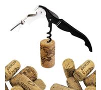 Cavatappi Professionali Apribottiglie Vino da Sommelier, Tagliacapsule, Cava Tappi Cameriere Apri Bottiglia Taglia Capsule Doppia Leva in Acciaio Inox e Coltello Seghettato (NERO)