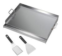 CAVATINY Piastra per barbecue in acciaio inox, 40 x 30 x 8 cm, universale, adatta per barbecue a gas Weber e barbecue a carbonella, piastra con spatola per barbecue